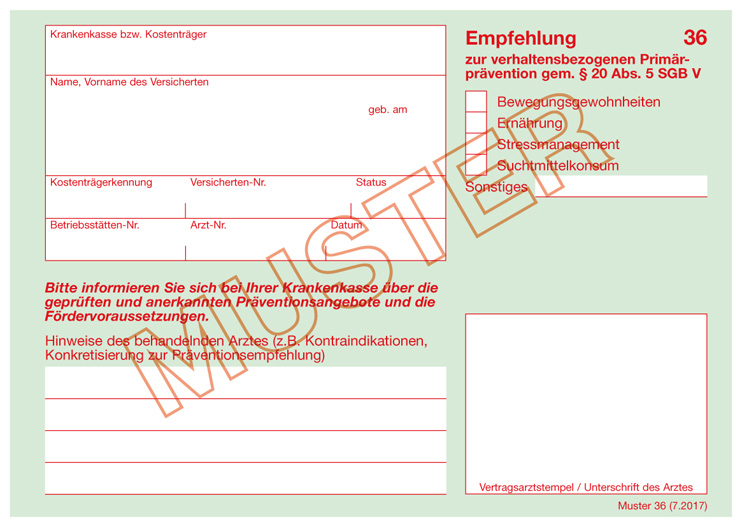Neues Formular Zur Praventionsempfehlung In Der Arztpraxis